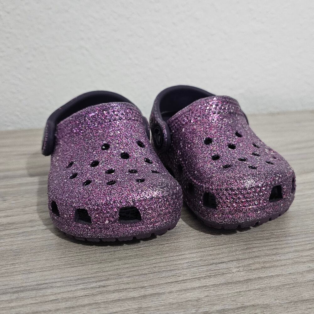 Crocs Classic Space Glitter Clog Purple Iridescent Kids Girls Little Kids C5
